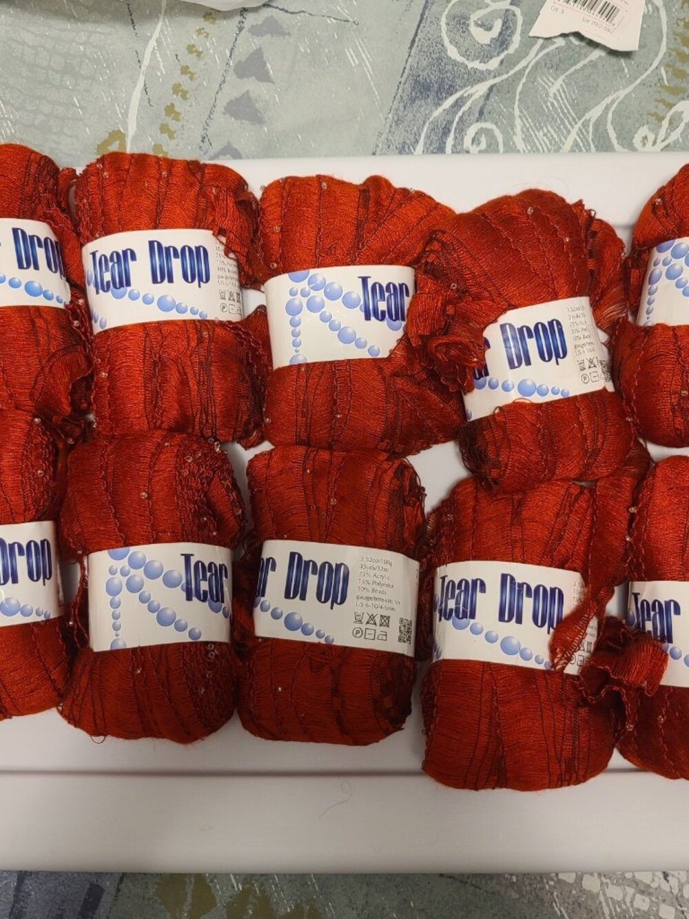 13 Skeins Of Knitting Fever Dark Red Teardrop Yarn